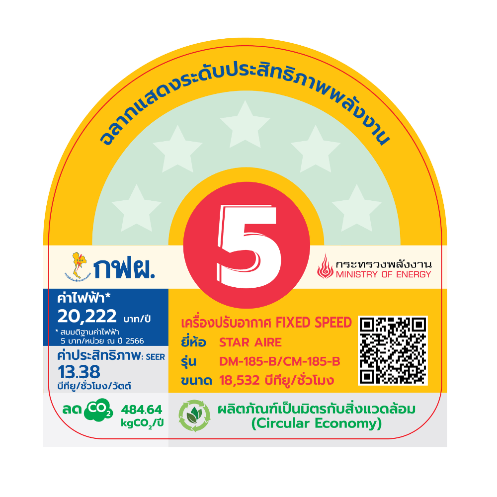 แอร์ผนัง สตาร์แอร์ รุ่น CM-185B/DM-185B (ไม่รวมติดตั้ง) 18,500 บีทียู_1